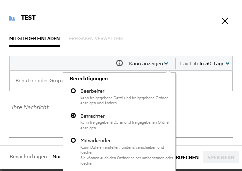 UHHShare Webclient Freigabe Berechtigungen