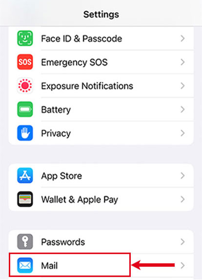 Screenshot displaying the menu items within the iOS 
