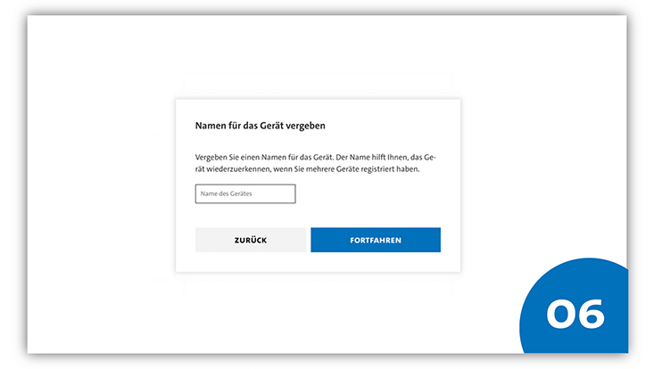 Pop-up-Fenster mit „Namen für das Gerät vergeben“