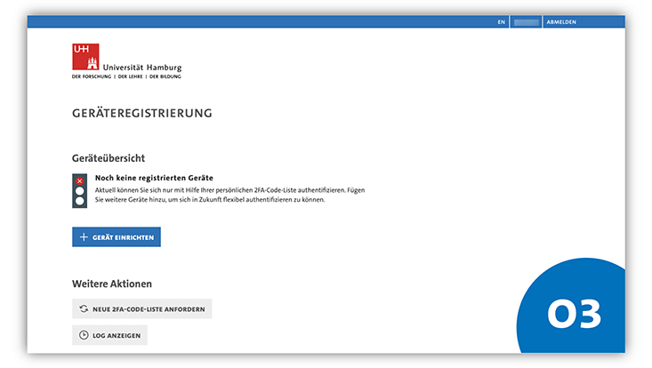 Slide 3: Grafik „Geräteregistrierung“ mit Button „Gerät einrichten“
