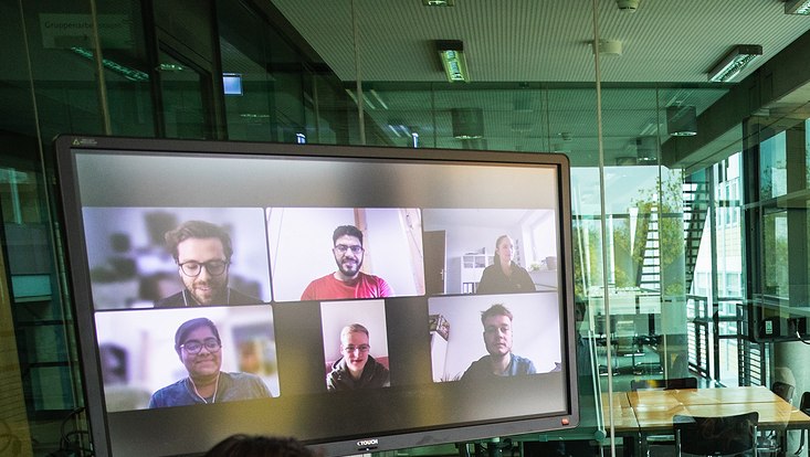 Computer screen showing video call participants