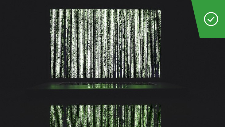 Illustration of a screen displaying a cascade of numbers 1s and 0s