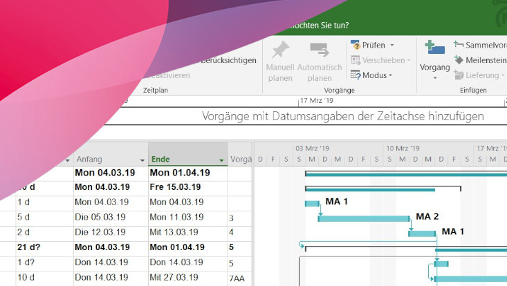 Microsoft Project user interface