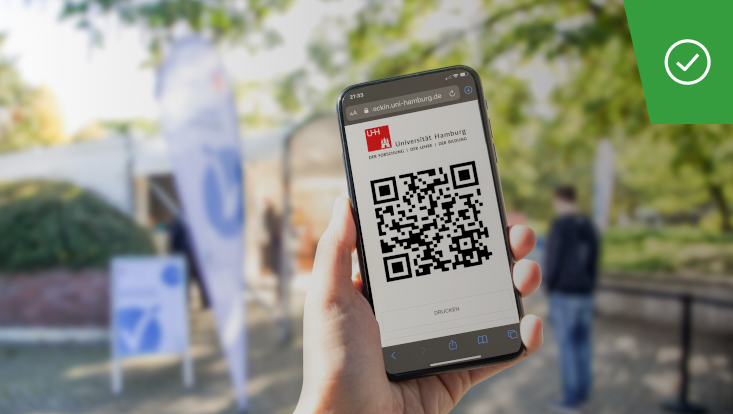 Smartphone showing QR code