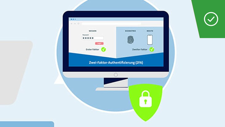 Symbol: Computer screen showing 2-factor authentication