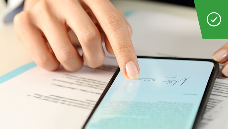 Hand signing electronically on a smartphone