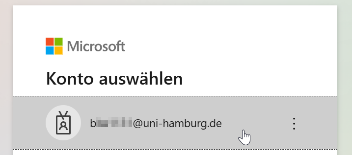 Auswahl Benutzerkennung@uni-hamburg.de