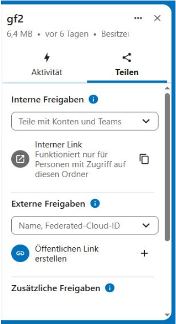 Nextcloud Teilen Auswahl