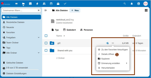 Nextcloud Teilen