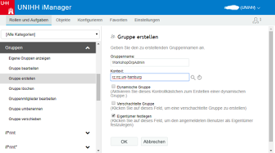 iManager Gruppe anlegen